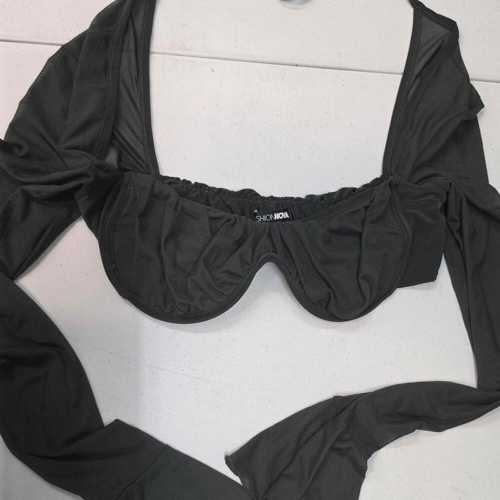 Fashion nova green mesh ruched